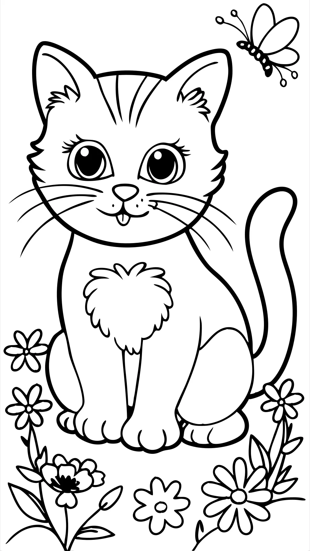 cat coloring page cute